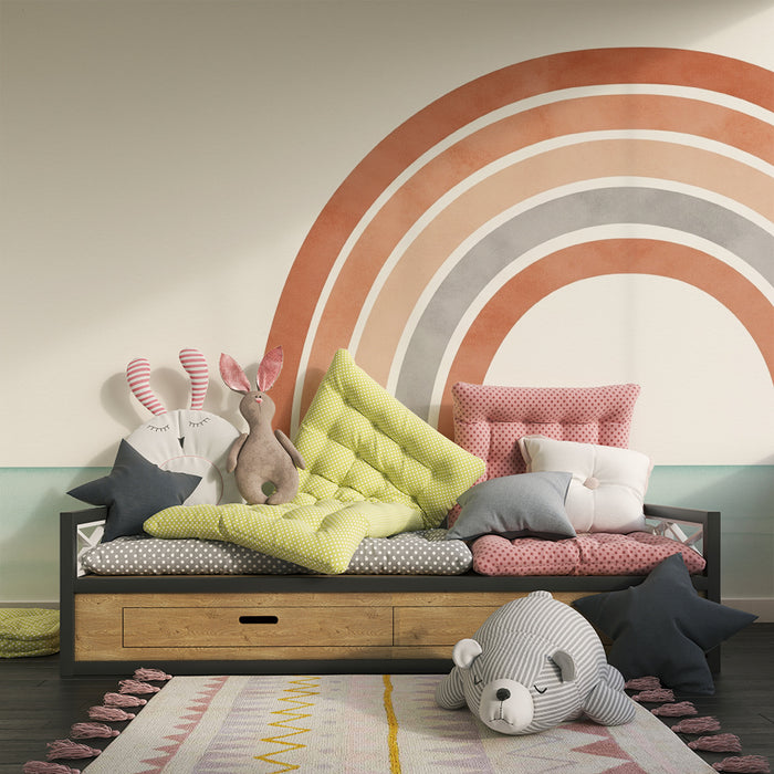 Barntapet | Mjuk och lugnande regnbåge med pastellfärger