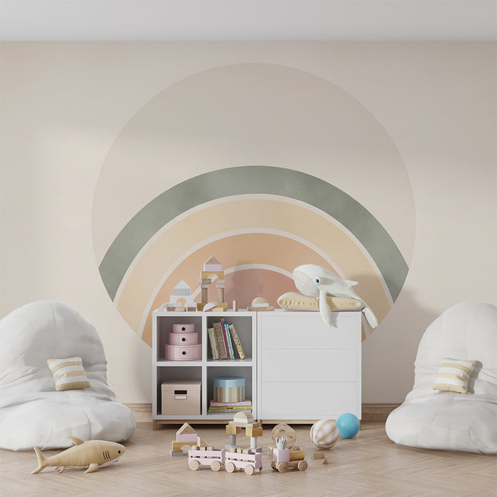 Barntapet | Mjuk och lugnande regnbåge på krämfärgad bakgrund
