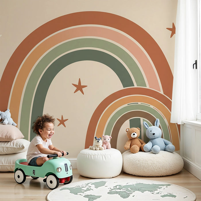Barntapet | Mjuk regnbåge och stjärnor