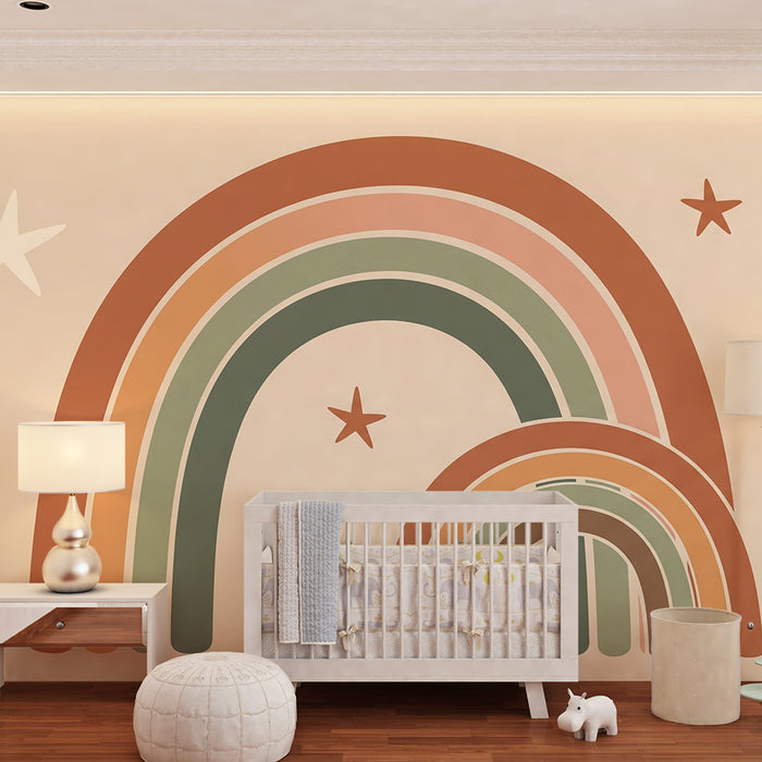 Barntapet | Mjuk regnbåge och stjärnor