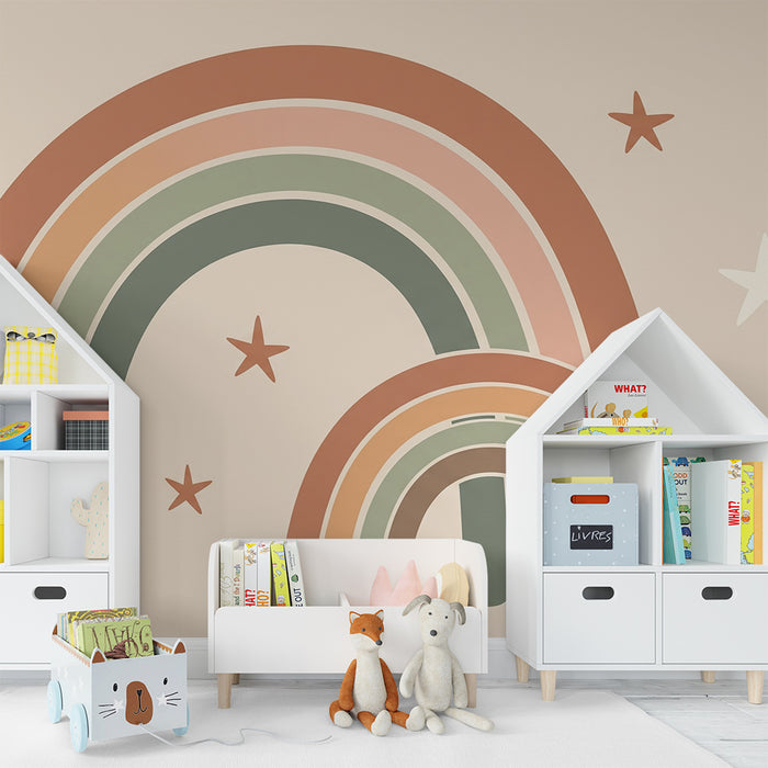 Barntapet | Mjuk regnbåge och stjärnor