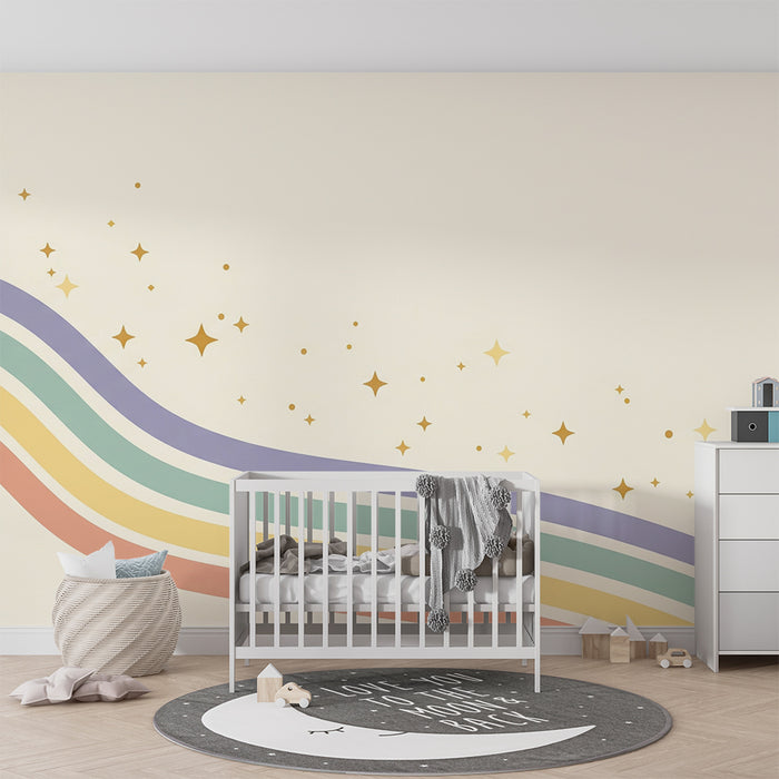 Barntapet | Mjuk regnbåge och glittrande stjärnor