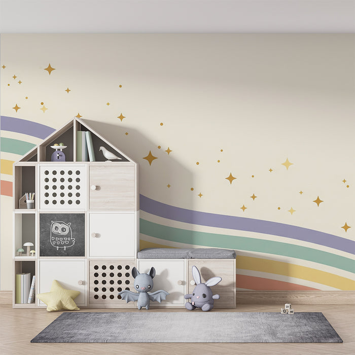 Barntapet | Mjuk regnbåge och glittrande stjärnor