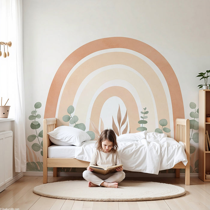Barntapet | Mjuk regnbåge och ömt lövverk