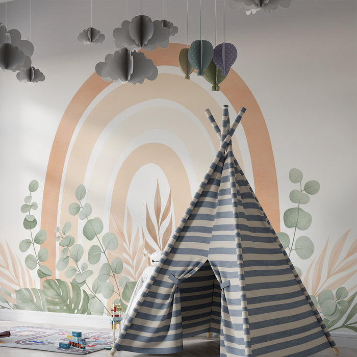 Barntapet | Mjuk regnbåge och ömt lövverk