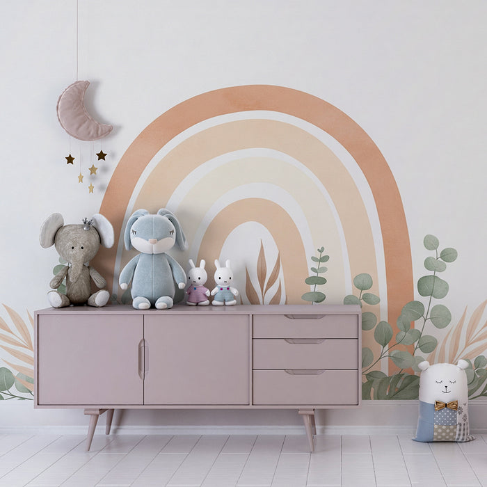 Barntapet | Mjuk regnbåge och ömt lövverk