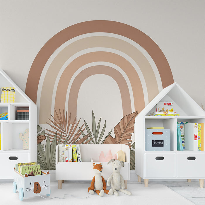 Barntapet | Mjuk regnbåge och tropisk lövverk