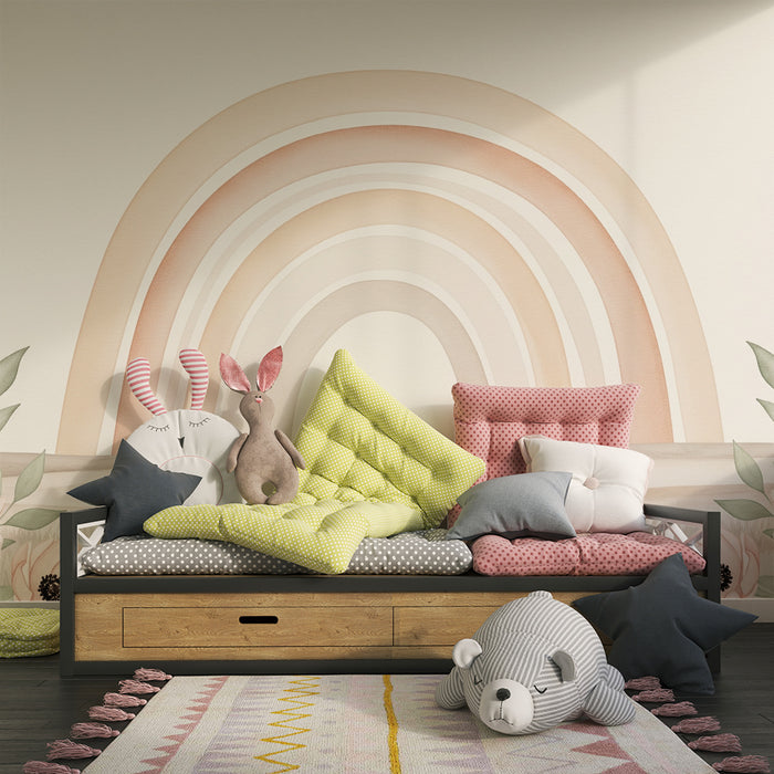 Barntapet | Mjuk regnbåge och ömtåliga blommor