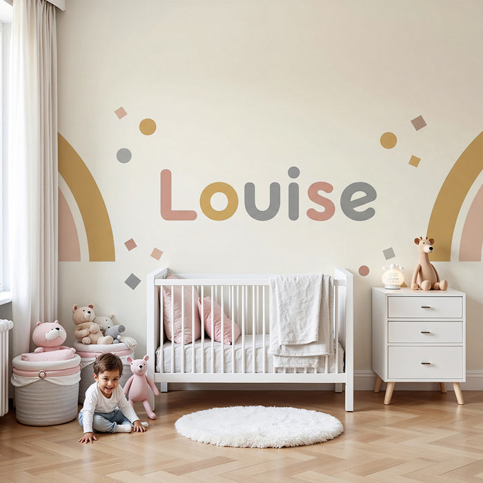 Tapeta dětského pokoje | Jemný duhový a hravé motivy pro teplou atmosféru