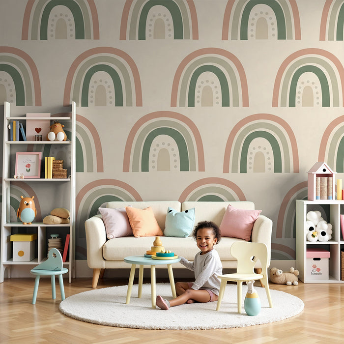 Papel de parede quarto bebê | Απαλό και παστέλ ουράνιο τόξο