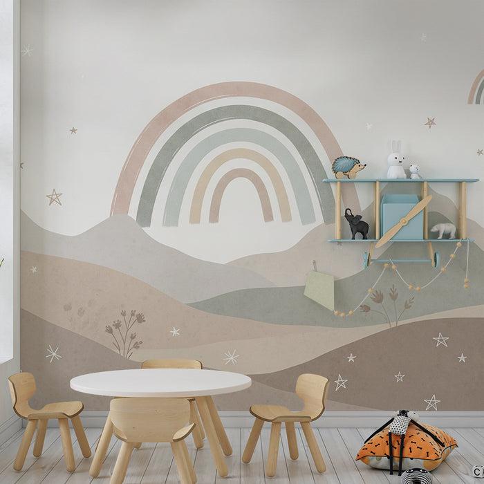 Papel pintado infantil | Dulce arco iris y paisajes tranquilizadores