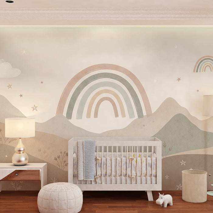 Papel pintado infantil | Dulce arco iris y paisajes tranquilizadores