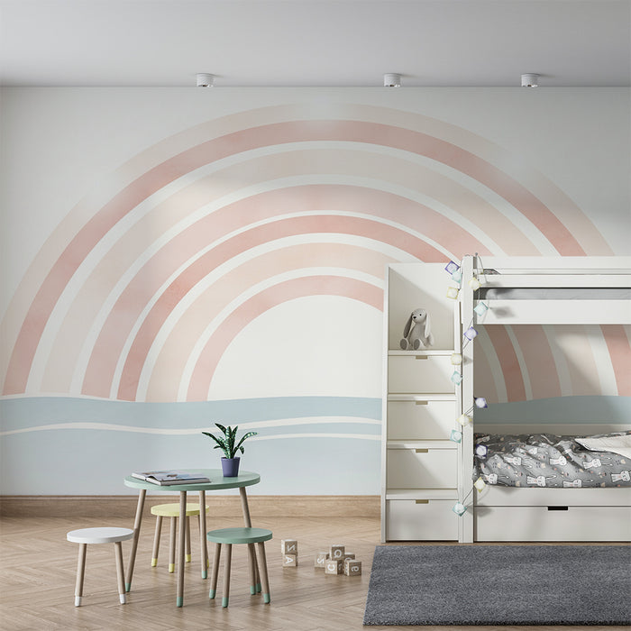 Tapeta dětského pokoje | Jemná duha a uklidňující vlny