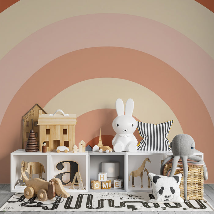 Barntapet | Mjuk regnbåge på terrakottafärgad bakgrund