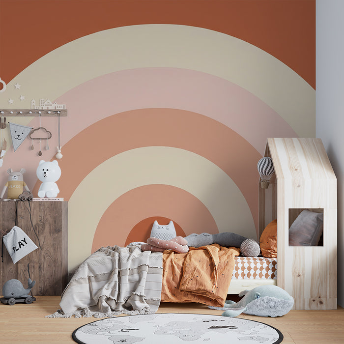 Barntapet | Mjuk regnbåge på terrakottafärgad bakgrund