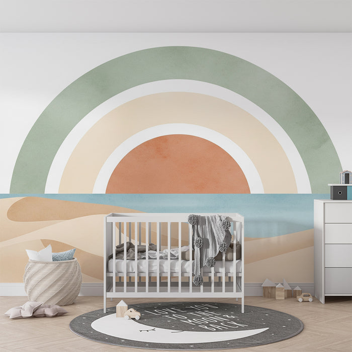 Carta da parati bambini | Arcobaleno dolce su un paesaggio di dune