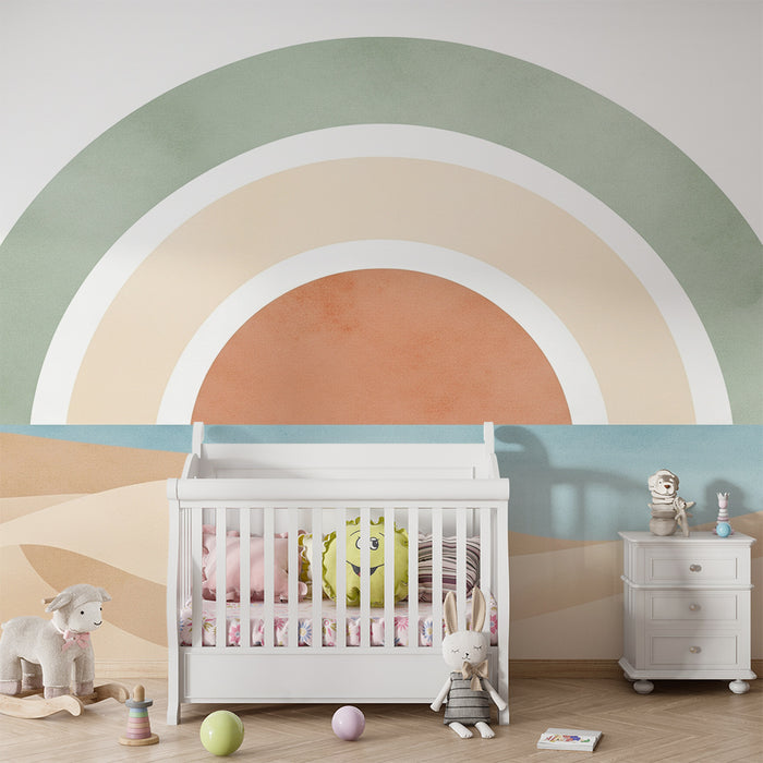 Carta da parati bambini | Arcobaleno dolce su un paesaggio di dune