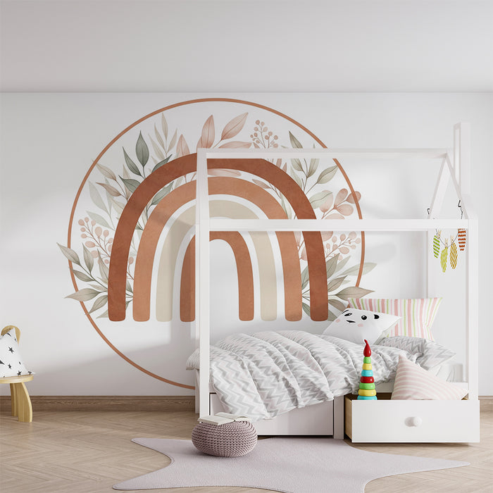 Børneværelse tapet | Regnbue i kugle med løv