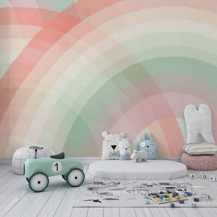 Barntapet | Mjukt och lugnande pastellregnbåge