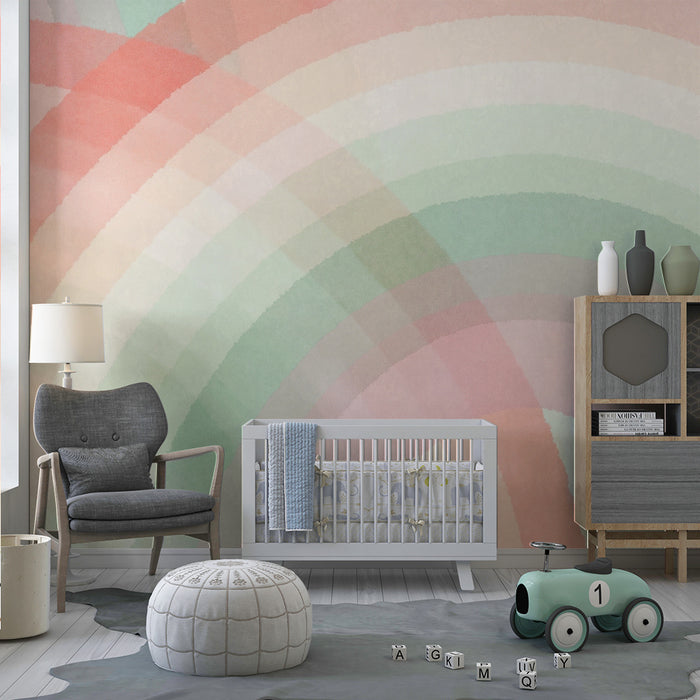 Barntapet | Mjukt och lugnande pastellregnbåge