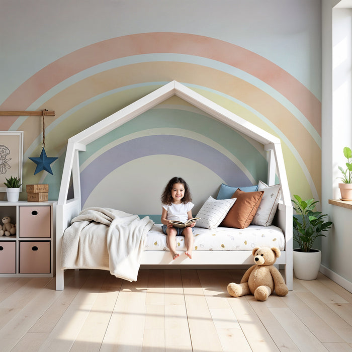 Tapet za detska staia | Пастелен дъга върху нежен фон