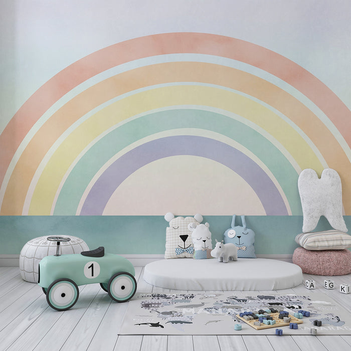 Tapet za detska staia | Пастелен дъга върху нежен фон