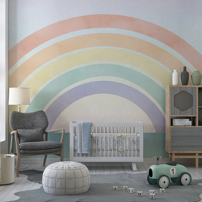 Tapet za detska staia | Пастелен дъга върху нежен фон