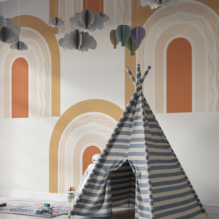 Papier de parede detskej izby | Jemné oblúky a upokojujúce farby