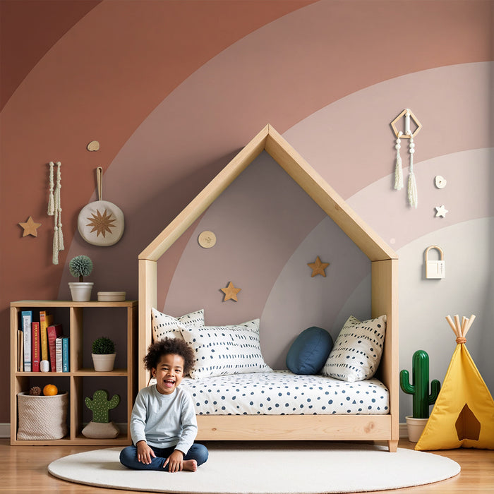 Børneværelse tapet | Farverige buer i bløde terracotta nuancer