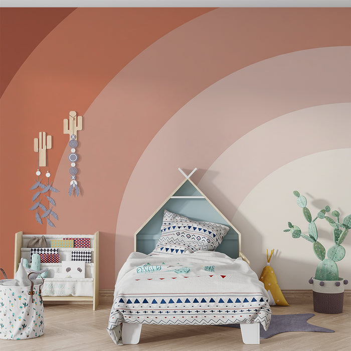 Børneværelse tapet | Farverige buer i bløde terracotta nuancer