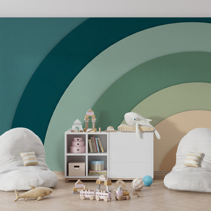 Papel pintado infantil | Arcos coloridos en degradado suave para un ambiente relajante