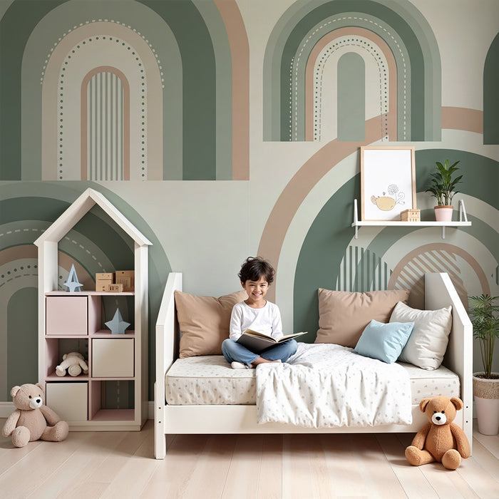 Papel de parede quarto bebê | Цветни дъги и нежни модели