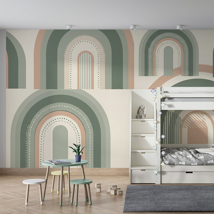 Papel de parede quarto bebê | Цветни дъги и нежни модели