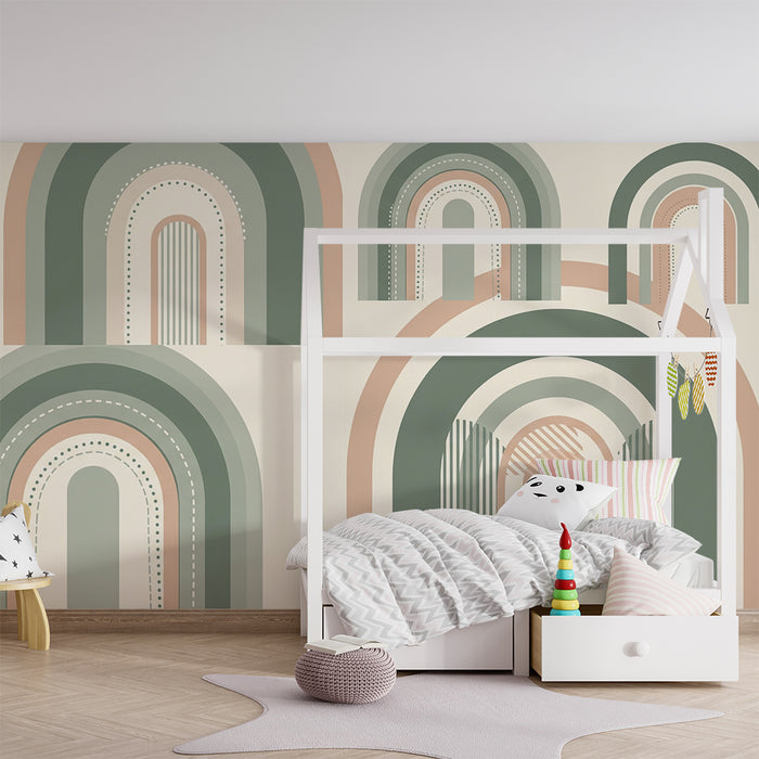 Papel de parede quarto bebê | Цветни дъги и нежни модели