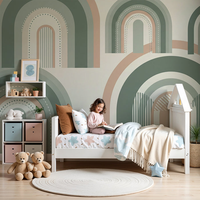 Papel de parede quarto bebê | Цветни дъги и нежни модели