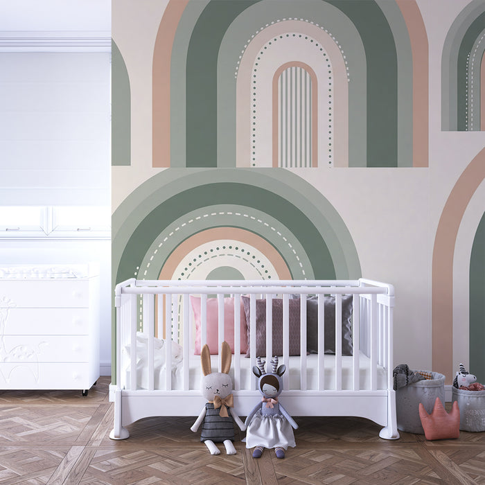 Papel de parede quarto bebê | Цветни дъги и нежни модели