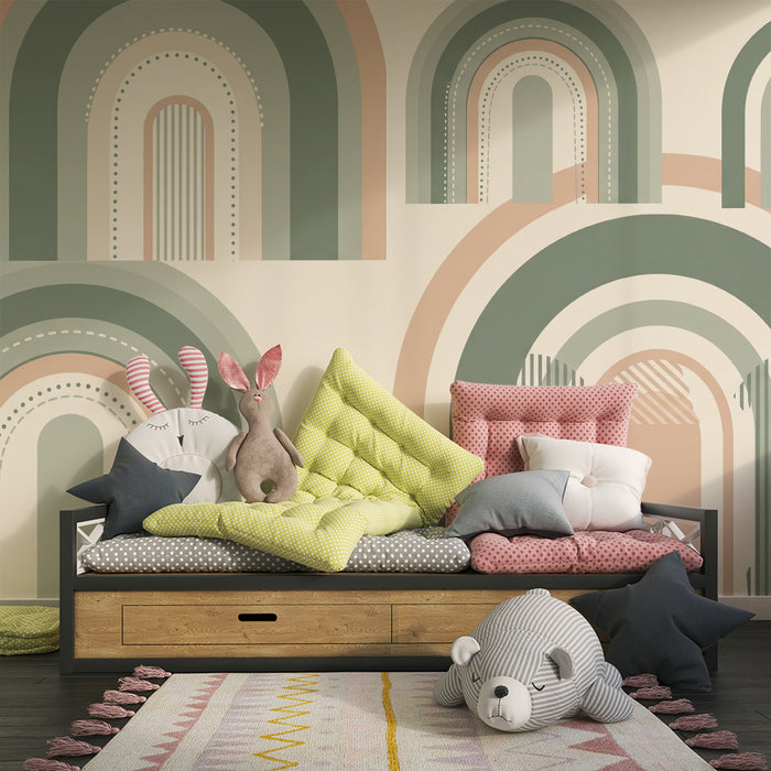 Papel de parede quarto bebê | Цветни дъги и нежни модели