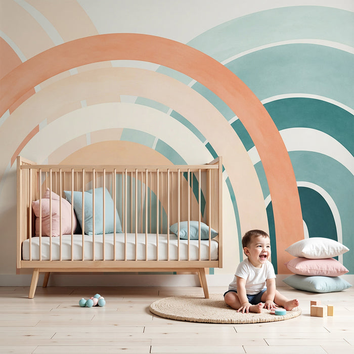 Babykamer behang | Regenboog in warme en koude kleuren
