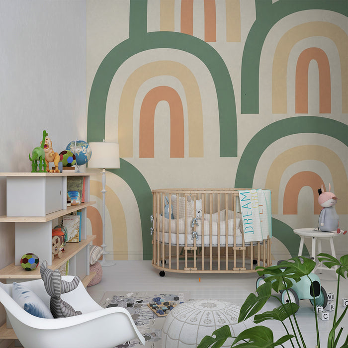Papel pintado infantil | Arcos iris suaves en tonos pastel