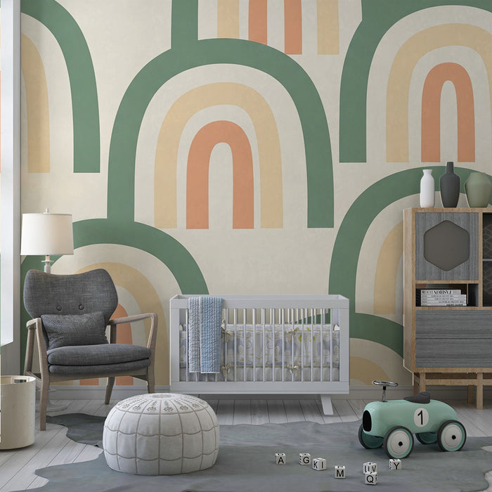 Papel pintado infantil | Arcos iris suaves en tonos pastel