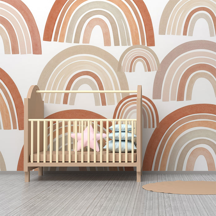 Tapety dla dzieci | Delikatne tęcze w odcieniach terrakoty i beżu