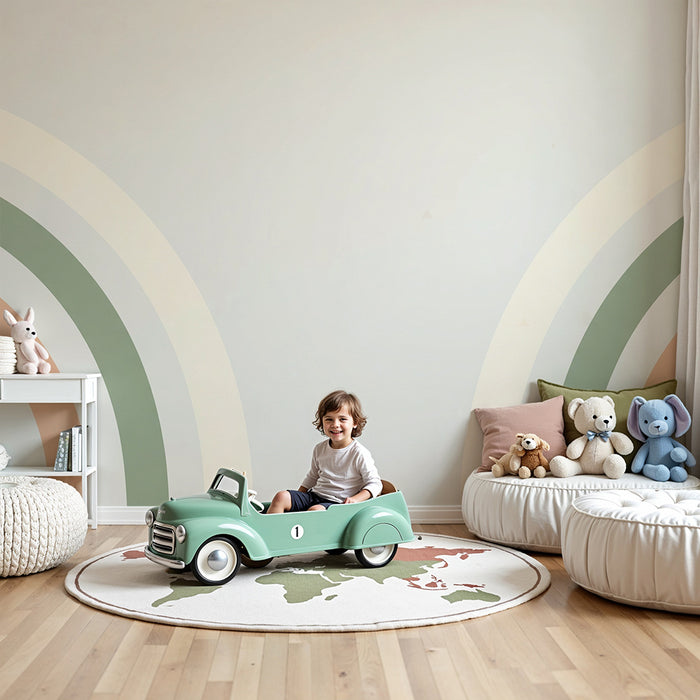 Babykamer behang | Zachte regenbogen in pasteltinten