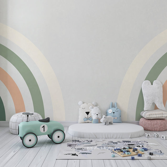 Babykamer behang | Zachte regenbogen in pasteltinten