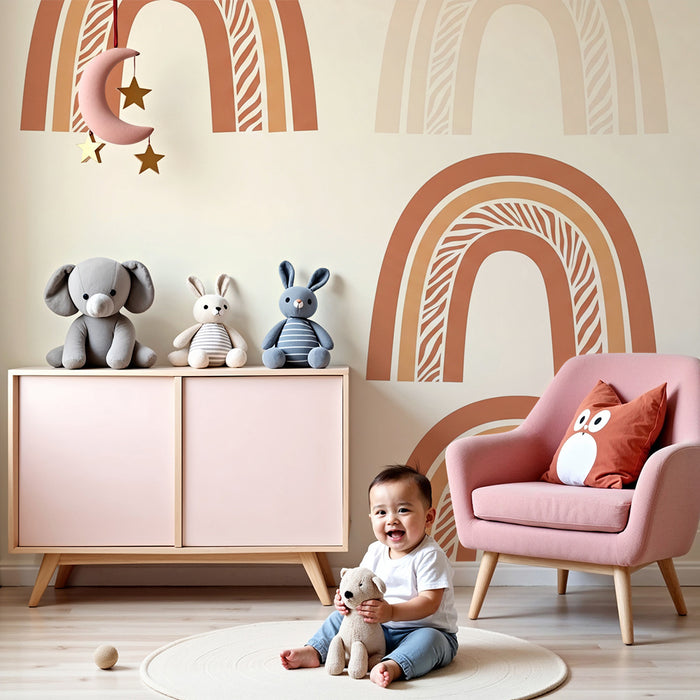 Børneværelse tapet | Blide og beroligende regnbuer