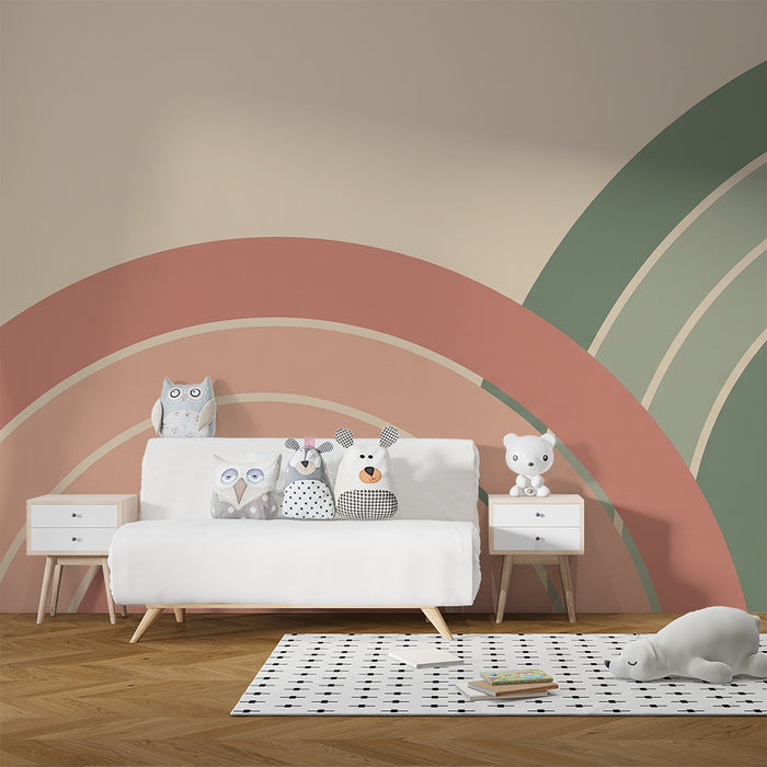 Børneværelse tapet | Bløde regnbuer og pastelfarver