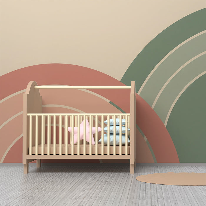 Børneværelse tapet | Bløde regnbuer og pastelfarver
