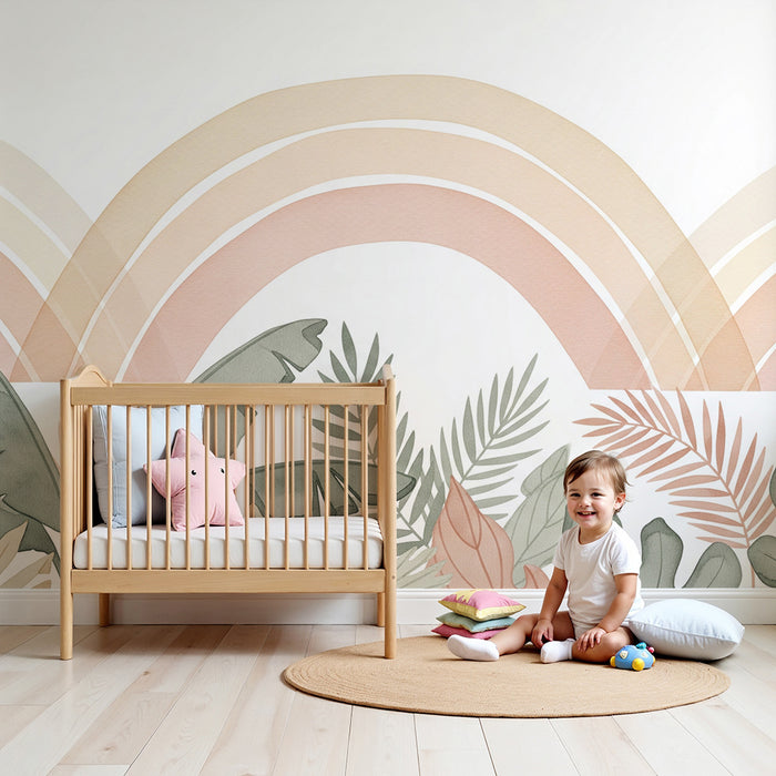 Barntapet | Mjuka regnbågar och tropiskt lövverk