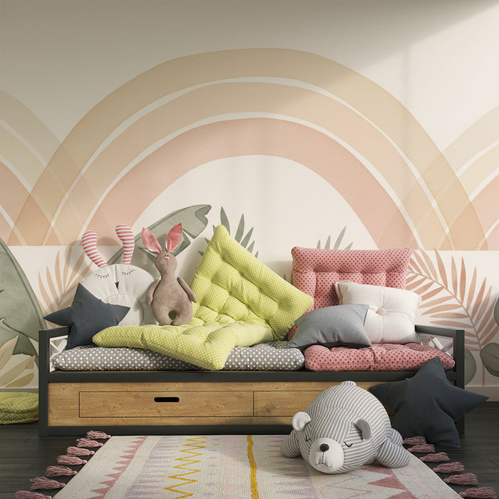Barntapet | Mjuka regnbågar och tropiskt lövverk