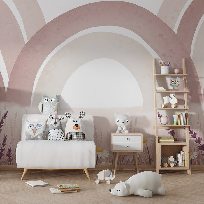 Barntapet | Mjuka regnbågar och delikata blommor i pastellfärger