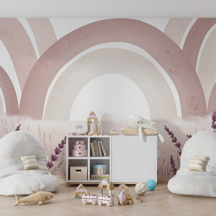 Barntapet | Mjuka regnbågar och delikata blommor i pastellfärger